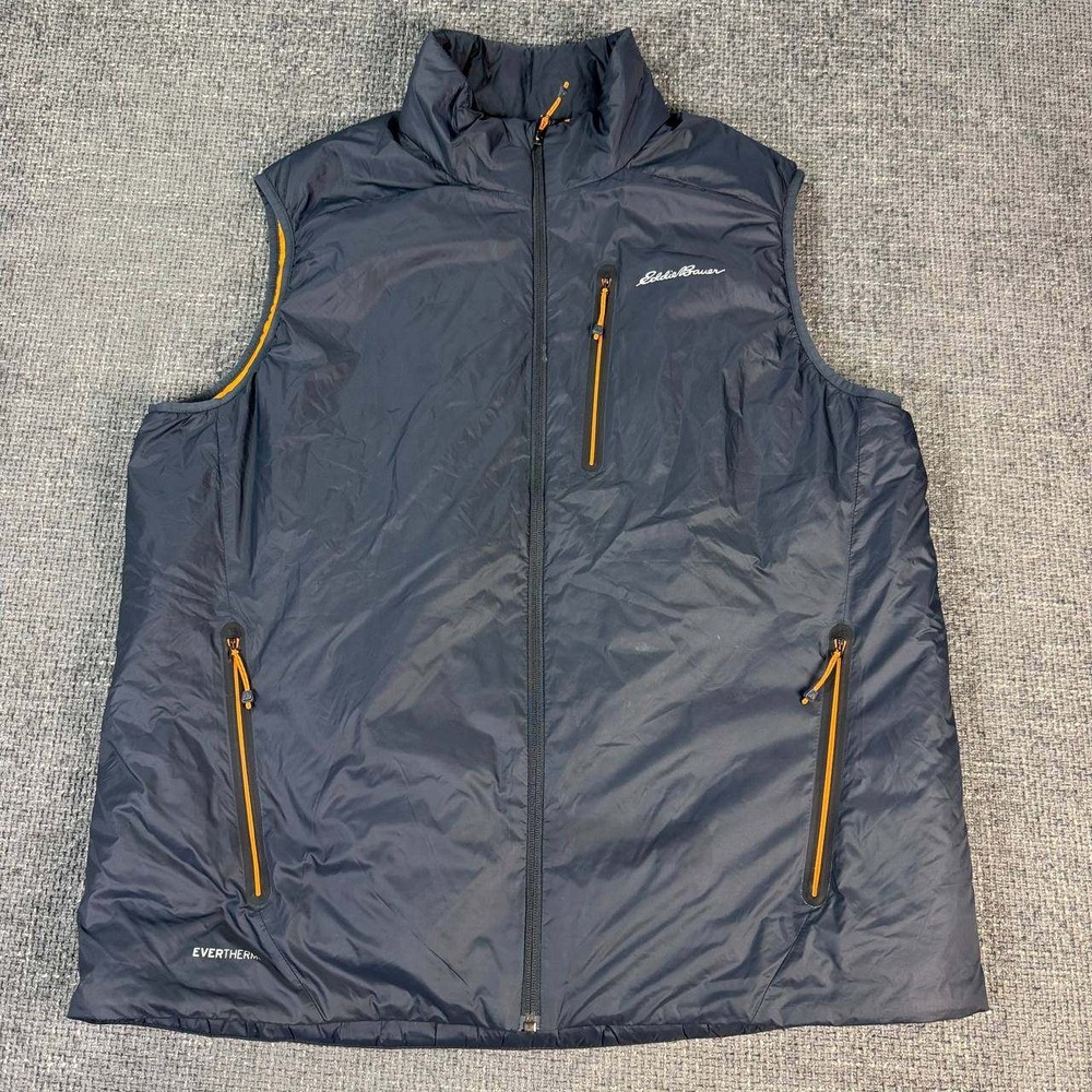 Eddie Bauer First Ascent Evertherm Down Vest Mens XL Navy Blue Puffer Thindown